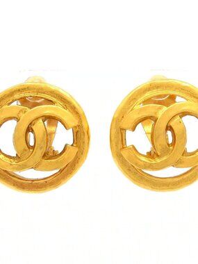CHANEL Gold Hardware Clip On Earrings